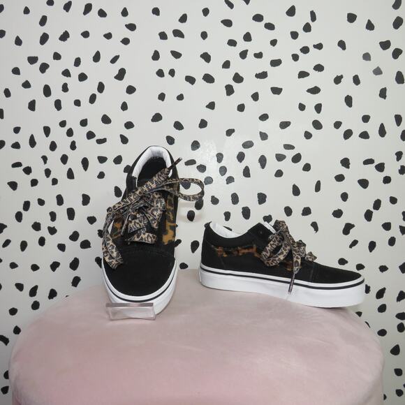 Vans Other - Vans Black Leopard Print Girls Lace Up Sneakers